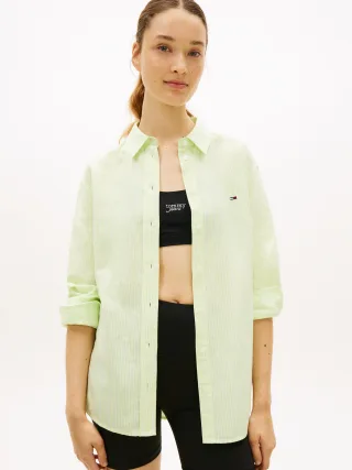 Tommy Jeans (PVH Group) - TJW RLX LINEN SHIRT Faded Lime - Gr. - XS