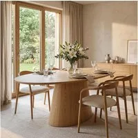 IDIMEX Esstisch AURA, Esszimmertisch oval 180 x 110 cm aus MDF mit Eichenfurnier in Natur