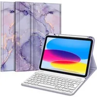 Fintie Tablet-Hülle für iPad 11. Generation 11" 2025(A16), iPad 10. Generation 2022 10.9", Case mit Pencil Halter, magnetisch Abnehmbarer Tastatur(QWERTZ Layout)