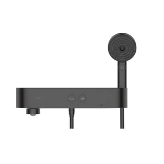 hansgrohe ShowerTablet Wannenthermostat 24340670 Aufputz, mit schwenkbaren Wannenauslauf, 2 Verbraucher, mattschwarz