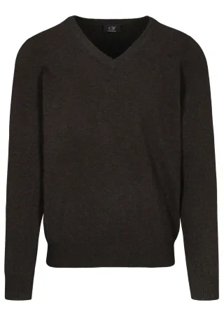COMMANDER Finest Clothing - V-Pullover Basic, uni chocolate mel. - Gr. - S