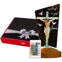 Geschenkelampe LED Nachttischlampe Jesus Christus 3D UV Druck Farbige Nachtlicht Christliches Geschenk, Leuchte 7 Farben fest integriert, Geschenk für Oma, Mama, Opa