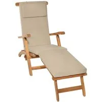 Beautissu Polsterauflage Luxus Deckchair Auflage LoftLux DC, 175x45x5cm, Natur, Polsterauflage für Liegestuhl Gartenliege Polster Bezug Abnehmbar