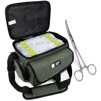 Zite Angelkoffer Angeltasche mit Tragegurt und 4 Kunstköderboxen (Kombi-Angler Set), + Hakenlöser Zange Gebogen