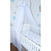 Primawela Betthimmel aus weißem Chiffon mit Baumwollabschluss für Baby Kinder Bett