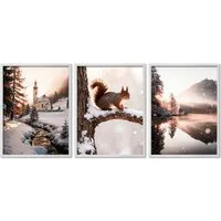 ARTFAVES Bilder-Collage Poster Set Winter Momente 2 I mehrteilige Bilderwand I Wandbilder Wint, (Wandbilder modern, 3 St)