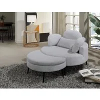 OTTO home Loveseat Riko Sessel, B: 110 cm, Sitzhöhe: 44 cm, XXL- Sessel, mit Stauraumhocker, Rückenstütze & 4 Zierkissen