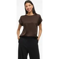 Vila Kurzarmshirt VIELLETTE S/S SATIN TOP - NOOS Kunstfaser, regular fit