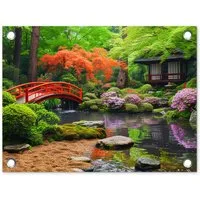 OnlyWow Poster für Garten Japanischer Garten - Natur - Bäume - Pflanzen - Japan, Gartenposter, Outdoor Bilder, Gartendekoration Bild, 40x30 cm