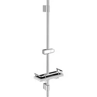 HOMELODY Duschstange ohne Bohren Edelstahl höhenverstellbar mit Ablage,90cm, Frei kombinierbar mit Handbrause oder Badewannenarmatur,Chrom