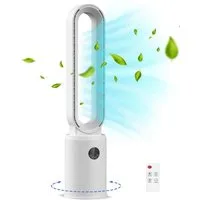 Rebonique Turmventilator Rotorlos Ventilator mit Luftreiniger sehr Leise 24 Stufen 12H Timer, Oszillierend LED-Anzeige Tower-Ventilator mit Fernbedienung