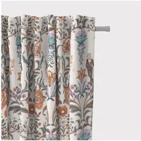 SCHÖNER LEBEN. Vorhang SCHÖNER LEBEN. Vorhang Blumen Ornamente Tiere weiß bunt 245cm, Smokband, blickdicht, Baumwolle, Digitaldruck