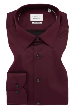 ETERNA - Hemd Satingewebe Langarm plum - Gr. - 46/Langarm - 65cm