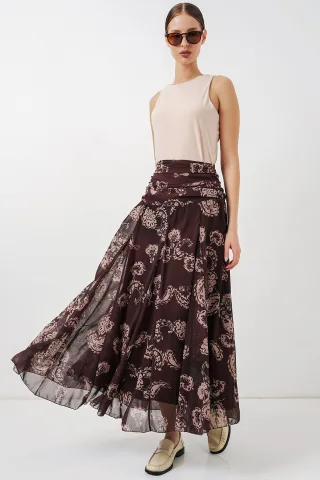 Hohe Taillen-Paisley-Maxikleid