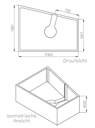 Neuesbad Wannenträger für Hoesch iSensi Trapez, Ausf. rechts 180x140 SW 16414