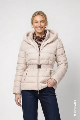 monari - Steppjacke mit Taillengürtel cappuccino - Gr. - 38