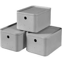 Curver Aufbewahrungsbox 3er Set 4 Liter Stapelbox Kunststoff Aufbewahrungskiste Regalbox, Ordnungssystem Haushaltsbox Schrankbox Kleinteilebox