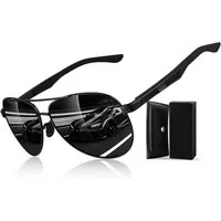 LuxusKollektion Pilotenbrille Sonnenbrille Herren Pilotenbrille Polarisiert UV400 H Schwarz Grau