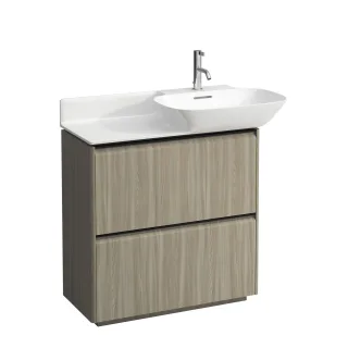LAUFEN Waschtischunterschrank BASE 348x769x768 bodenst. 2Schubl Griff schwarz f.WT H813301/2 ulme he H4030041102621