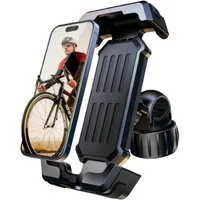 Forrlite Smartphone-Halterung Handyhalterung Fahrrad, Handyhalter Motorrad360° Lenker Halter, (Stabile Handyhalterung Fahrrad & Motorrad, ideal für 5,1–6,8", Metall, mit Sicherheitsverschluss, 1-tlg., 360° Drehgelenk & Silikonschutz, wasserdicht–werk