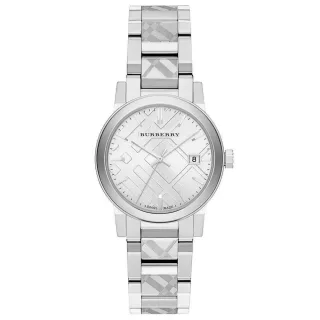 Burberry BU9144 Silber Check gestempelt Zifferblatt Damenuhr