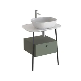 VitrA Plural Waschtischunterbau mit 1 Vollauszug und Konsolenplatte 68 x 49 x Weiß Hochglanz,80472 80472