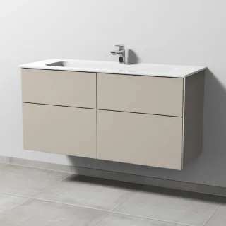 Sanipa 3way Keramik-Set Design Keramik-Waschtisch und Unterbau mit 4 Auszügen, Kaschmir-Matt BP4821U
