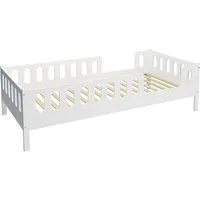 CADANI Kinderbett LARS mit Schubladen - Rausfallschutz abnehmbar - bis 200 kg (90x200 cm, Weiß, 2in1 Montessori Kinder- und Jugendbett), barrierefrei umbaubar, inkl. Roll-Lattenrost, bis 200 kg belastbar