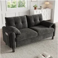 i@home 2-Sitzer Polstersofa, 2 Sitzer Sofa Klein Couch, 158 cm Polstersofa aus Chenille-Stoff, Doppelsofa für Wohnzimmer,grau
