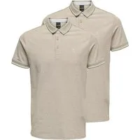 ONLY & SONS Poloshirt 2er Pack Onsefletcher (Spar-Set, 2-tlg) Poloshirt - Baumwolle - Atmungsaktiv - Hochwertiger Piqué-Stoff