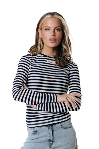 Colourful Rebel - Juna Stripe Roundneck Top Dark Navy - Gr. - S