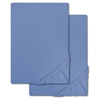 Doppelpack CloudComfort Basic Spannbettlaken Jersey-Stretch blau 180 x 190 - 200 x 200 cm (2 Stück)