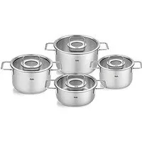 Fissler Topf-Set Fissler Pure Collection, Edelstahl 18/10 (Set, 4-tlg., Kochtopf 16/20/24 + Bratentopf 20cm), Made in Germany
