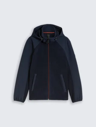 Tom Tailor - Fleecejacke mit Kapuze blau - Gr. - L