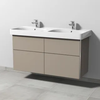Sanipa 3way Waschtischunterbau zu Geberit Smyle Square Waschtisch mit 4 Auszügen, Sandgrau-Matt BS67467