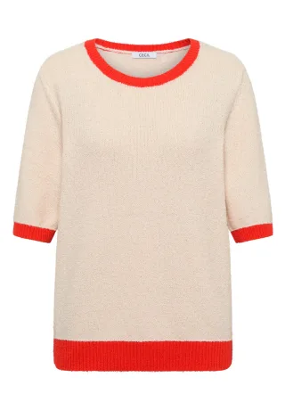 CECIL - Bouclé Pullover beige/orange - Gr. - M