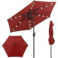 COSTWAY Sonnenschirm, LxB: 230x230 cm, mit LED-Solar-Beleuchtung, Kurbel, neigbar