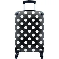 MuchoWow Handgepäckkoffer Polka dots - Muster - Schwarz und Weiß, 4 Rollen, Reisetasche mit rollen, Handgepäck für Ferien, Trolley, Reisekoffer