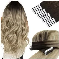 LuxusKollektion Echthaar-Extension Tape Extensions Echthaar Balayage Dunkelbraun 40 cm 2-#4 14 60