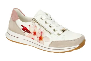 ara 12-24801 74 OSAKA 2.0 Damen Schn?r-Halbschuhe Wei?/Beige/Rosa Blumenmuster