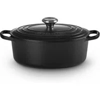 LE CREUSET Bräter Gusseisen-Bräter mit Deckel, Oval, Gusseisen, Oval, 4,43 kg, Schwarz Matt, 21178270000430