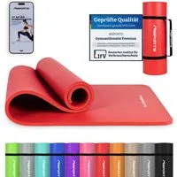 MSports® Gymnastikmatte Yogamatte inkl. Tragegurt + Poster + Workout App