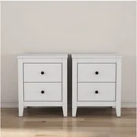 OTTO home Nachtkommode Borkum Sideboard Anrichte mit 6 Schubladen Landhaus weiß (Set, 2 Schränke im Set, schwarze Griffe aus Metall), Nachttisch Set mit je 2 Schubladen, Beistelltisch