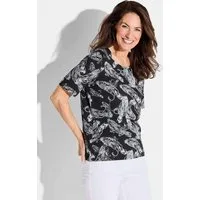 GOLDNER T-Shirt Druckshirt mit Paisley-Muster Stilvolles Viskoseshirt mit Rundhalsausschnitt und Halbarm