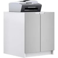 Vladon Kommode Logan (Aktenschrank, mit 2 Fächern und 2 Türen), Druckerschrank Weiß matt/Hellgrau seidenmatt (51 x 60,5 x 54 cm)