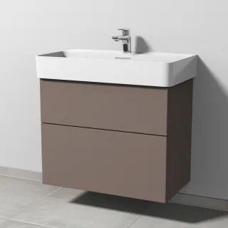 Sanipa 3way Waschtischunterbau zu Laufen VAL Waschtisch mit 2 Auszügen, Taupe-Matt SP8231T