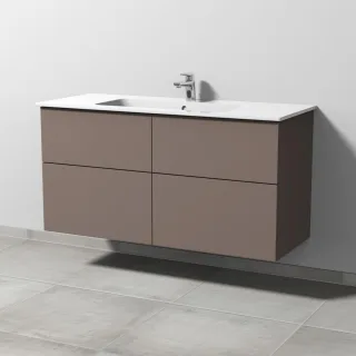 Sanipa 3way Waschtischunterbau zu Duravit ME by Starck Waschtisch mit 4 Auszügen, Taupe-Matt SP7271T