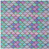 maDDma Stoff Swafing Baumwollstoff Mermaid Meterware Pastell Schuppen goldfarben