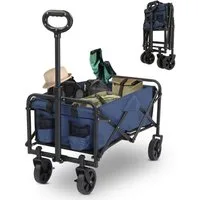 LALAHO Bollerwagen Faltbar Handwagen Gerätewagen, bis zu 100 kg, klappbar Transportwagen,74.5x43.5x85cm