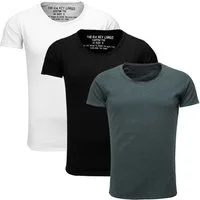 Key Largo T-Shirt Bread vintage Look uni Basic T00621 (3er-Pack, 3-tlg., 3er-Pack) Rundhalsauschnitt unifarben kurzarm slim fit